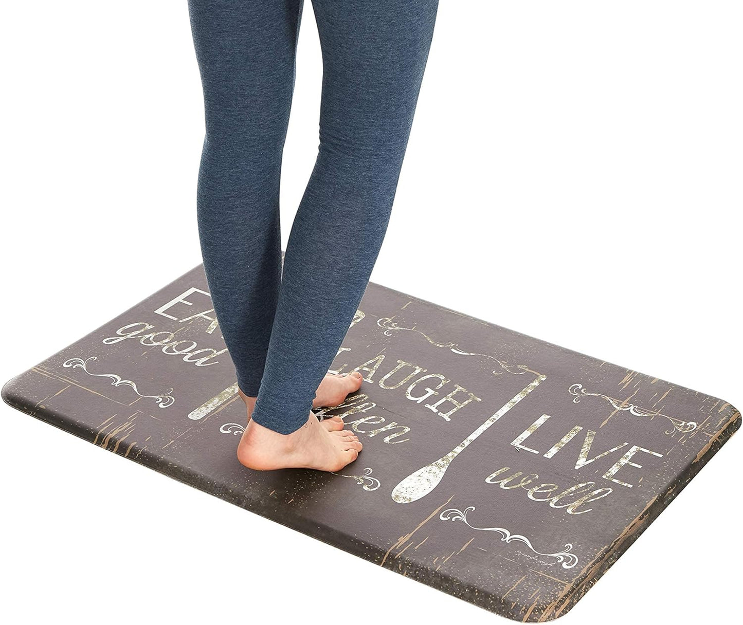 anti Fatigue Cushioned Comfort Mat, Ergonomically Durable, Supportive, Padded, Thick and Washable, Stain-Resistant, Kitchen, Garage, Office Standing Desk Mats (Eat Laugh Live)*