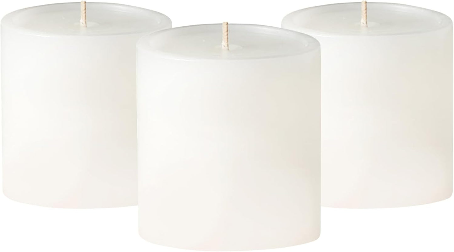 3X3 Inch White Pillar Candles Set of 3, Smooth Texture, Unscented White Candles, Dripless Candles, 3 Inch Pillar Candles Ideal as Wedding, Parties, Spas, Dinner, Home Decoration, Church