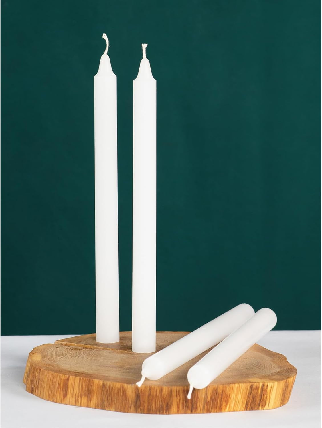 White Taper Candles Pack of 4 - Straight Candles 10 Inch Ideal as Unscented Candles, Dinner Candles and Table Candles - Slow Burning Candles Dripless - Smokeless Long Candlesticks