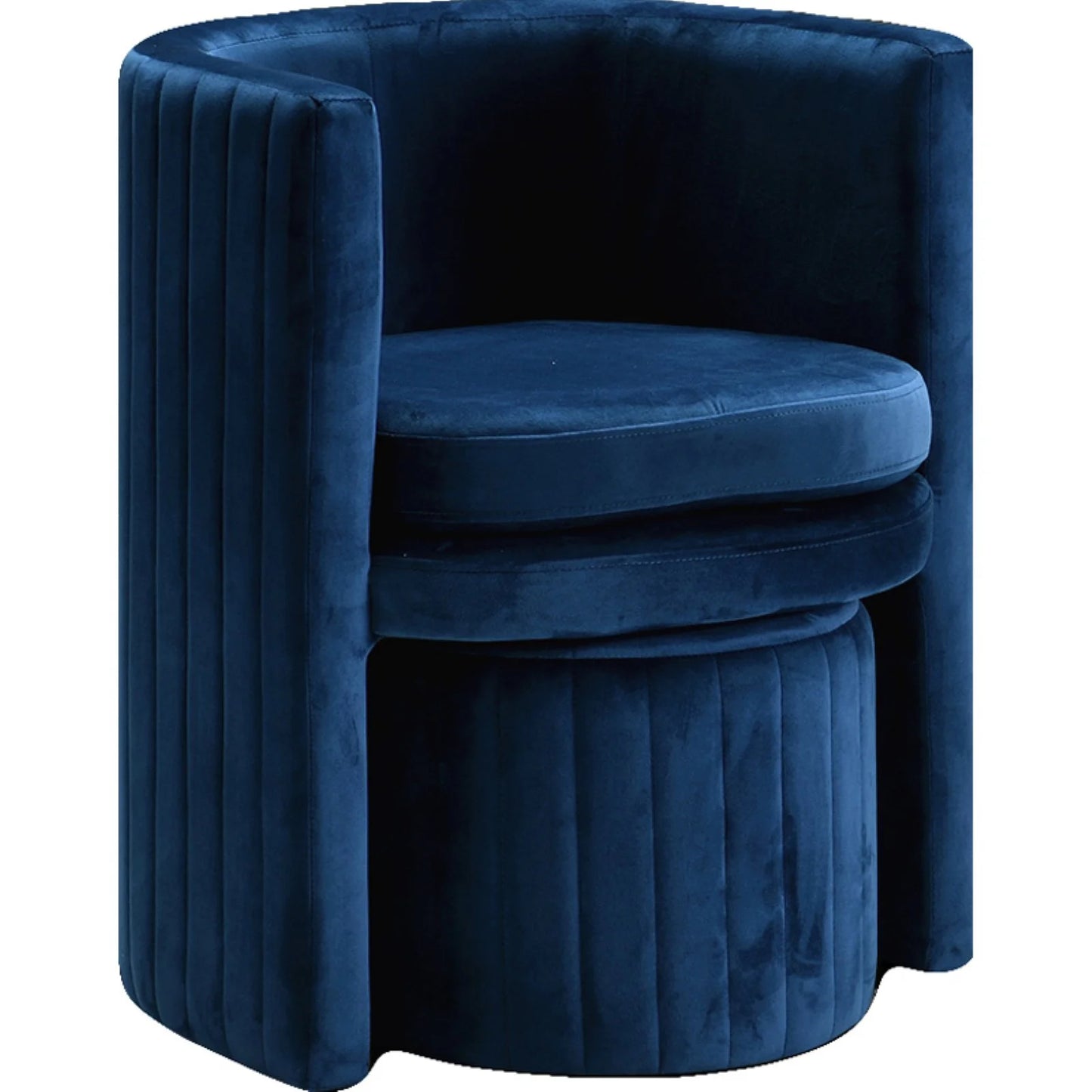 Selena Velvet Accent Chair and Ottoman Set in Navy