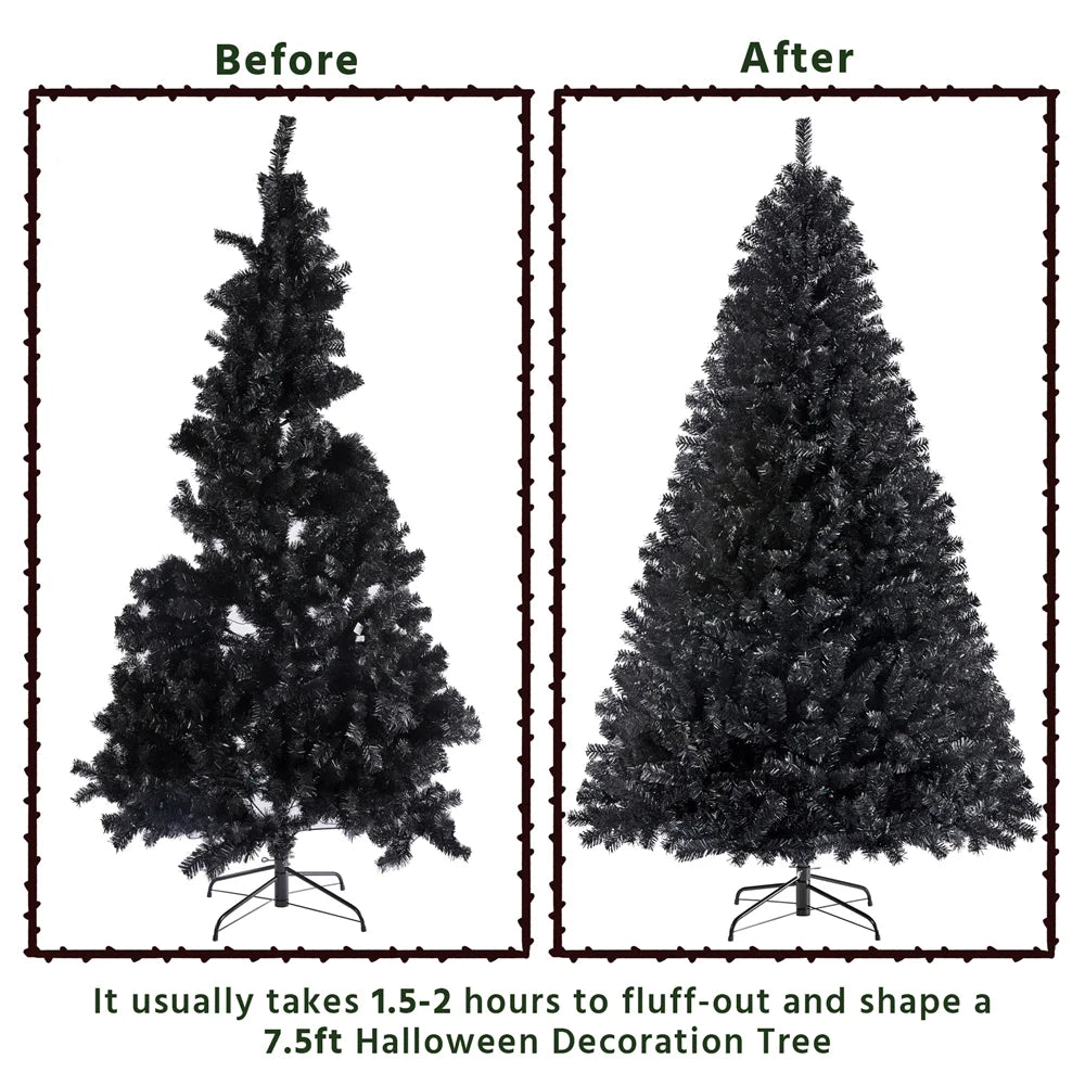 Clear Prelit Incandescent Black Hinged Spruce Artificial Christmas Tree, 7.5'