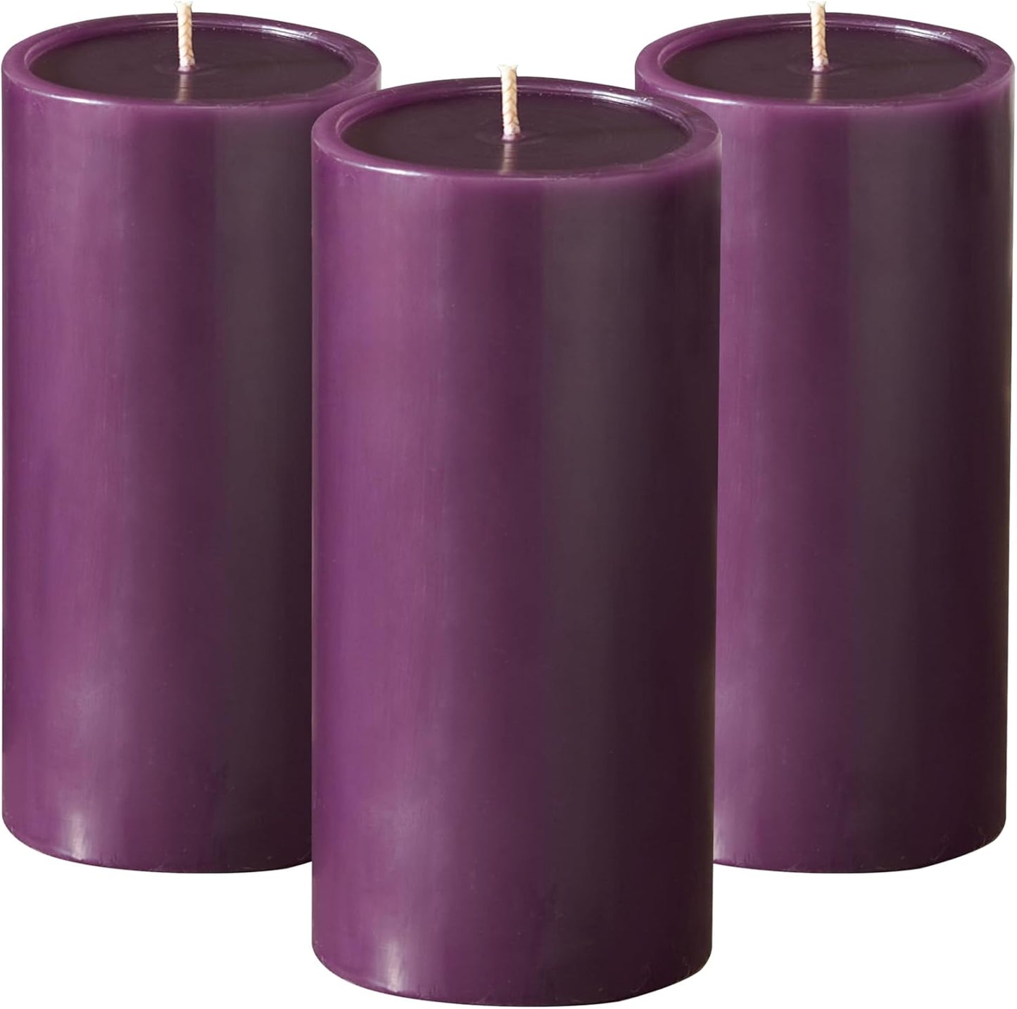 3X6 Inch Purple Pillar Candles Set of 3, Smooth Texture, Unscented Purple Candles, Dripless Candles, 3 Inch Pillar Candles Ideal as Wedding, Parties, Spas, Dinner, Home Decoration, Church