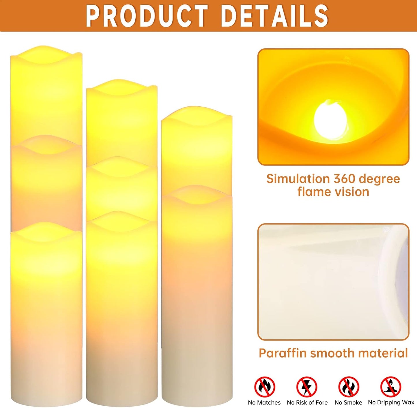 Flameless Candles Battery Candles LED Candles Set of 9