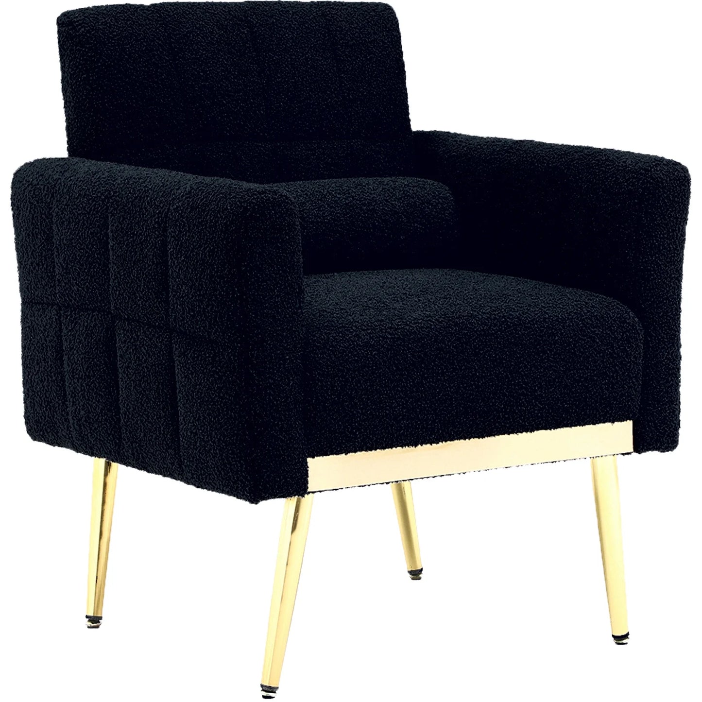 Dark Blue Modern Accent Chairs for Living Room, Teddy Fabric Arm Chair, Single Sofa Chair Couch, Gold Metal Legs, for Living Room Bedroom Office Leisure (1Pcs, Dark Blue)