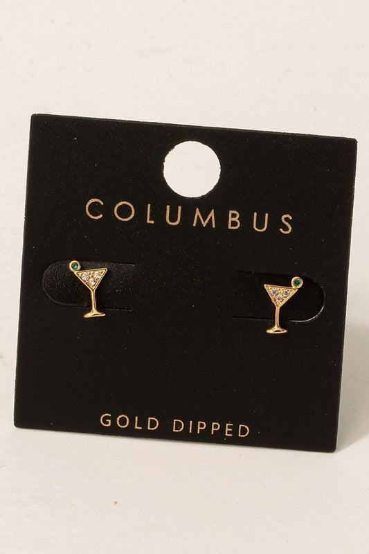 Fame Cubic Zirconia Martini Glass Stud Earrings