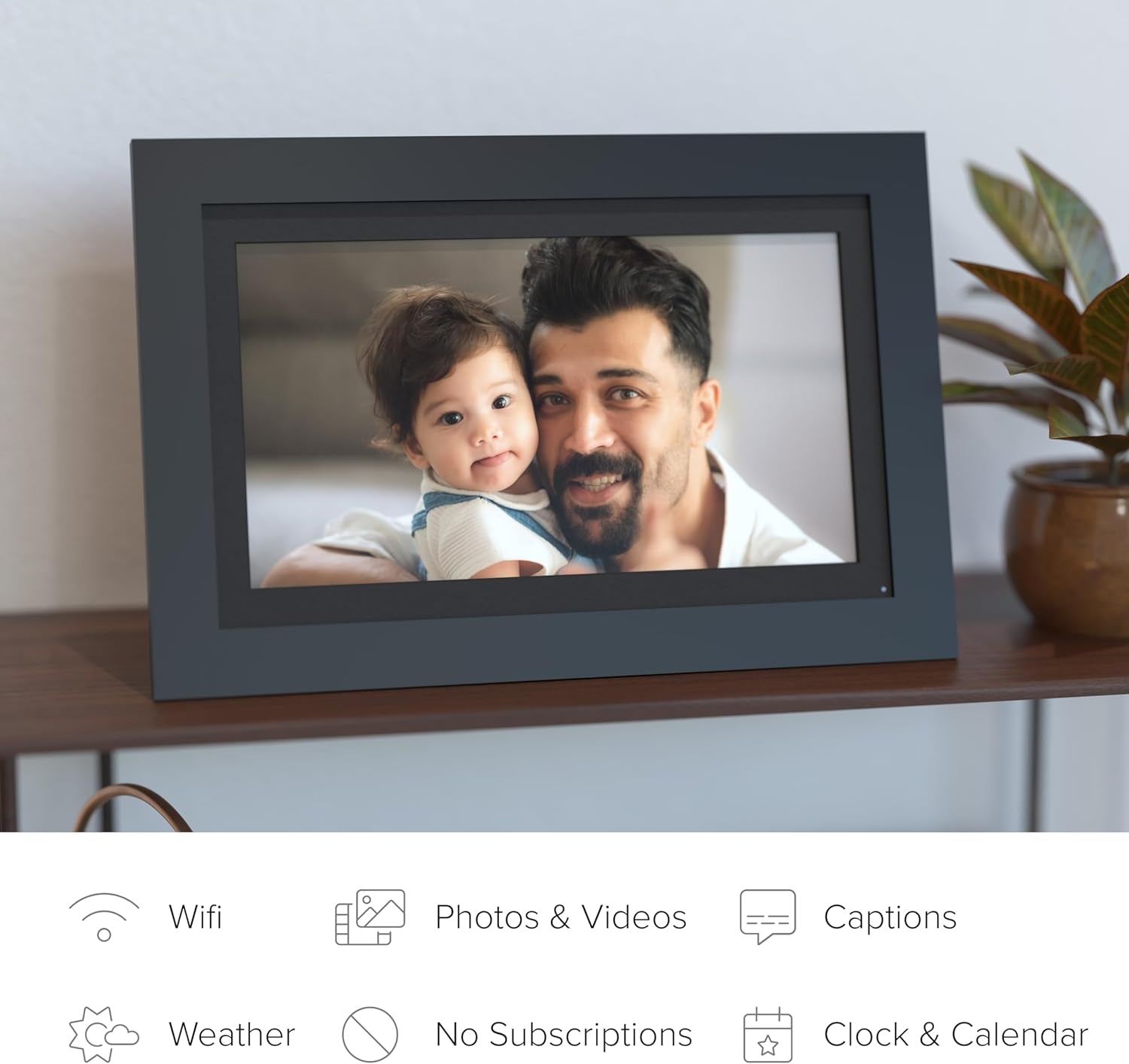 Simplysmart Home Photoshare Friends and Family Smart Frame Digital Photo Frame, Send Pics from Phone to Frame, Wifi, 8 GB, Holds over 5,000 Photos, HD, 1080P, Ios, Android (14", Black)