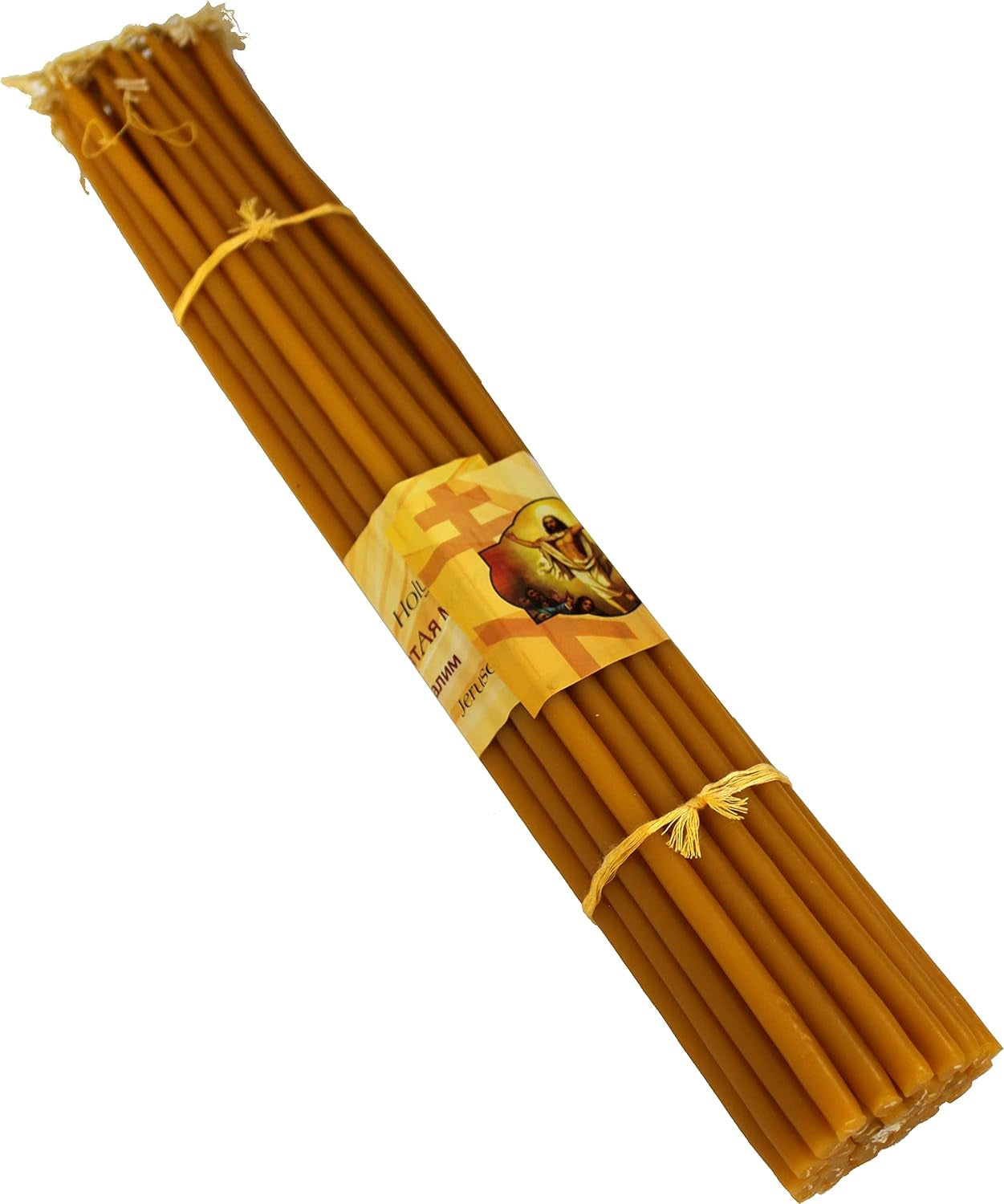 Beeswax Holy Fire Easter Candles from Jerusalem - 33 Candles - Honey Color Candles (Honey)