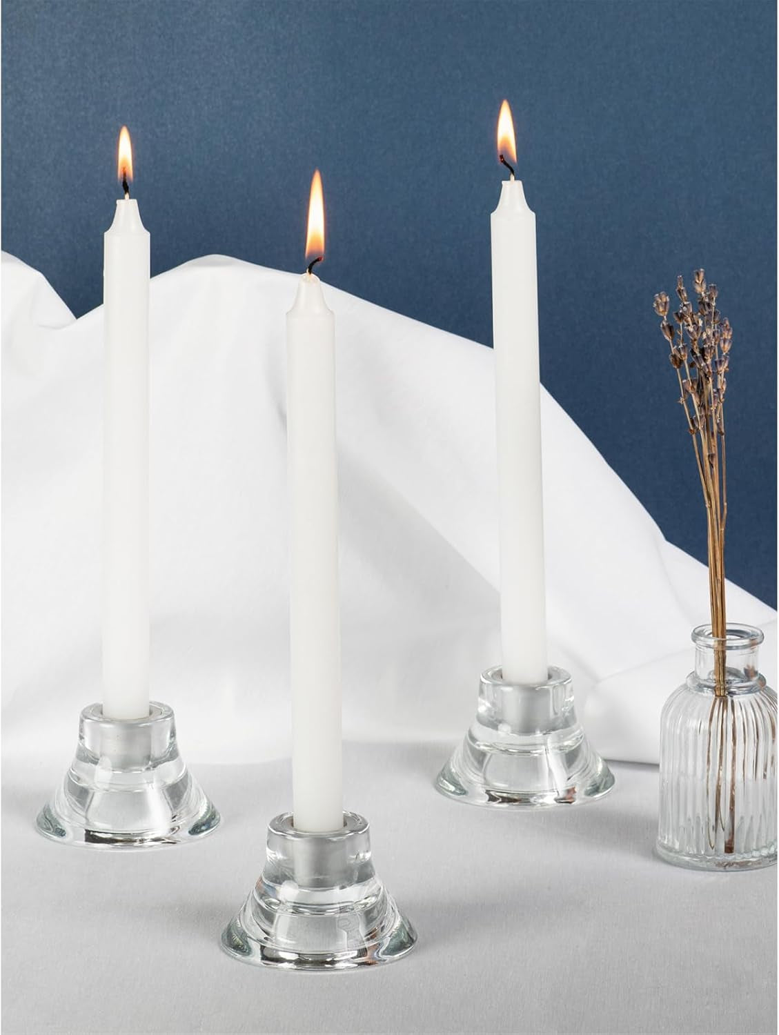 White Taper Candles Pack of 4 - Straight Candles 10 Inch Ideal as Unscented Candles, Dinner Candles and Table Candles - Slow Burning Candles Dripless - Smokeless Long Candlesticks