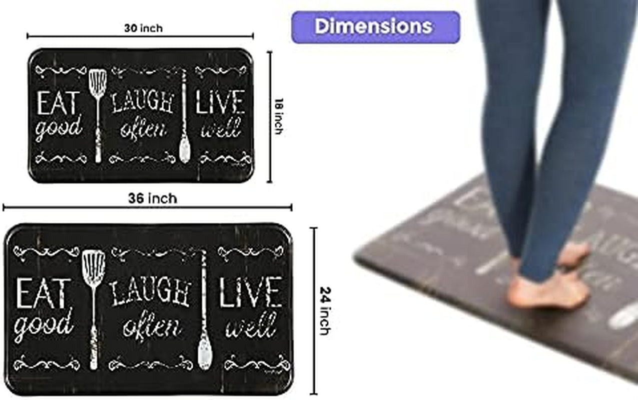 anti Fatigue Cushioned Comfort Mat, Ergonomically Durable, Supportive, Padded, Thick and Washable, Stain-Resistant, Kitchen, Garage, Office Standing Desk Mats (Eat Laugh Live)*