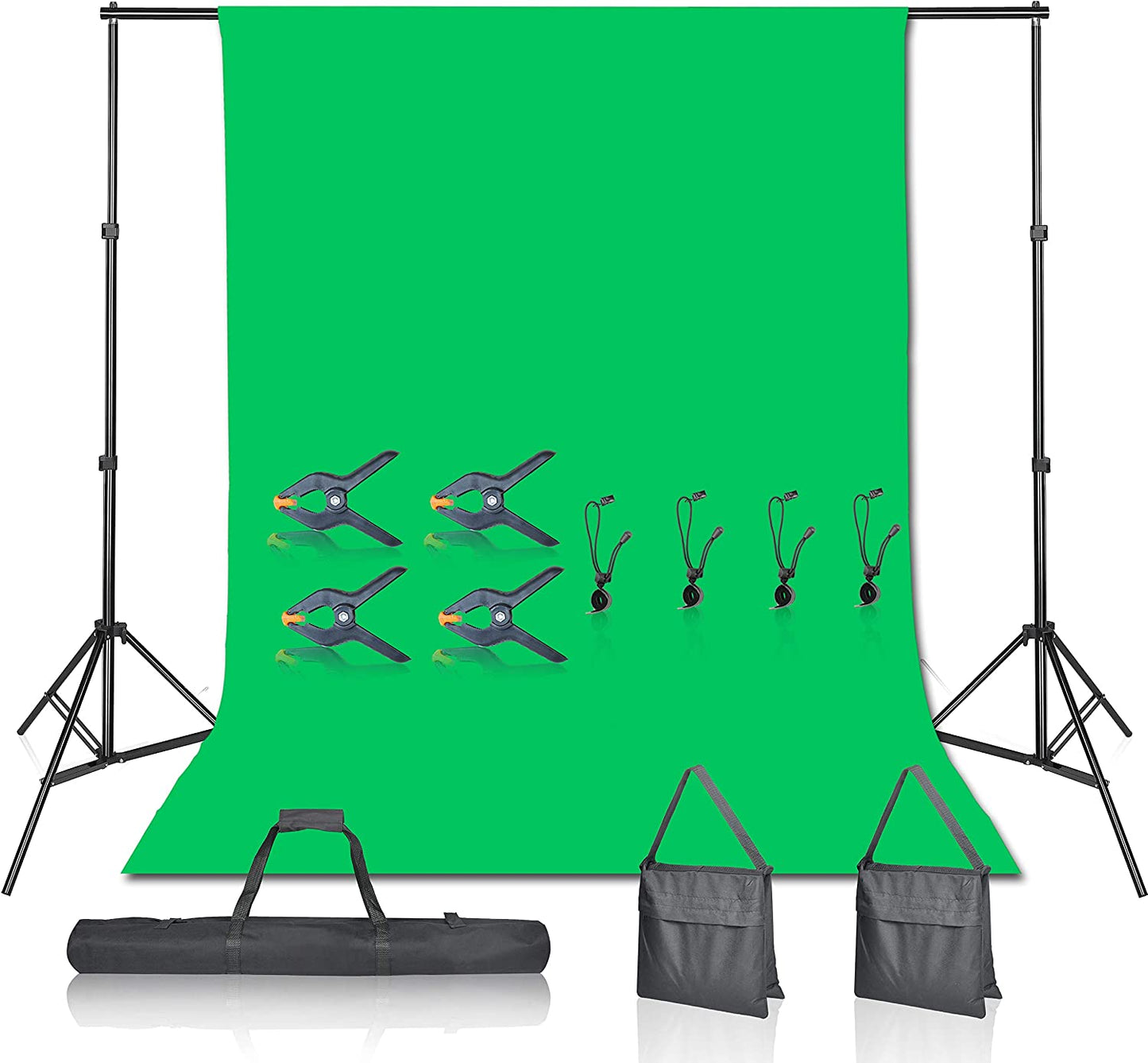 Photo Video Studio 7 X 10Ft Green Screen Backdrop Stand Kit, Photography Background Support System with 6 X 9Ft 100% Cotton Muslin Chromakey Backdrop