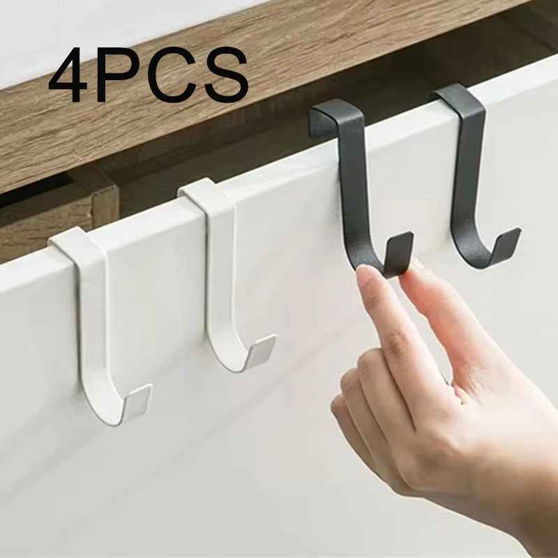 Multi-Purpose Hooks Kitchen Cabinet Door Back Hook Hanging Rack Clothes Coat Hat Towel Hanger Storage Hook Bathroom Accessories