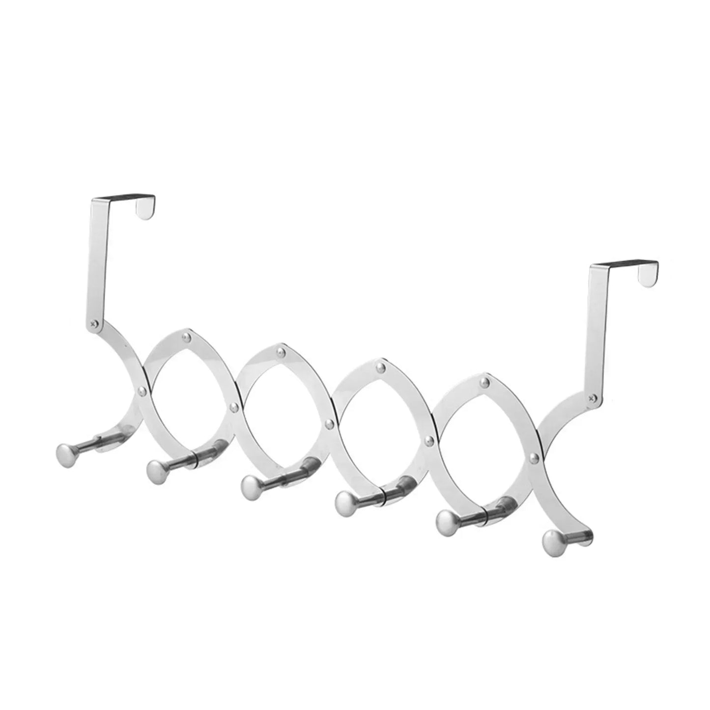 Retractable Hook Behind the Door,Stainless Steel Rack with 4/5/ 6 Hooks,Heavy-Duty Hanger for Towels,Coats,Bag,Hat,1 Pack