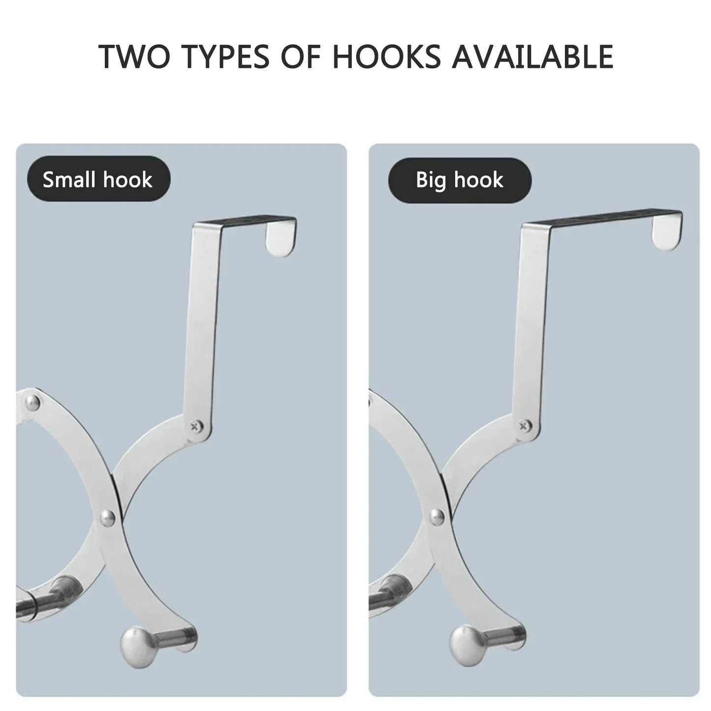 Retractable Hook Behind the Door,Stainless Steel Rack with 4/5/ 6 Hooks,Heavy-Duty Hanger for Towels,Coats,Bag,Hat,1 Pack