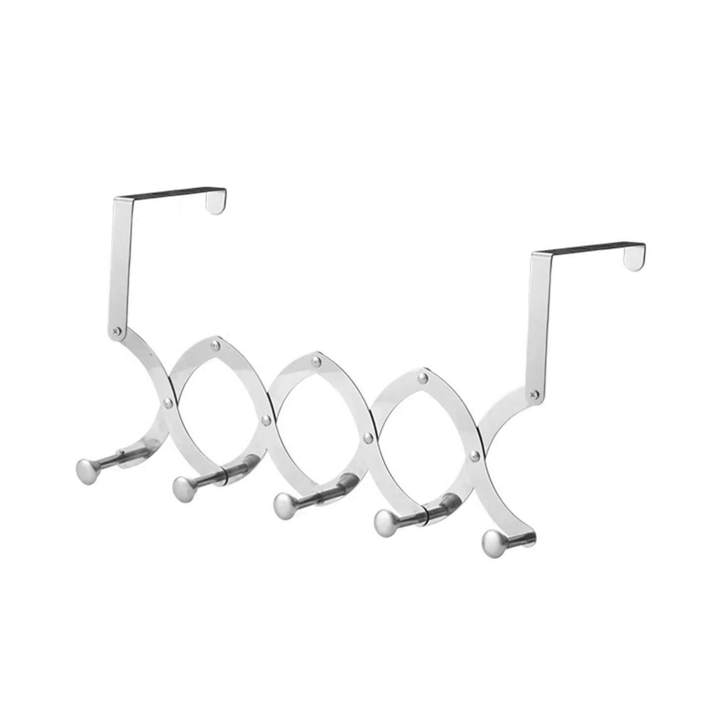 Retractable Hook Behind the Door,Stainless Steel Rack with 4/5/ 6 Hooks,Heavy-Duty Hanger for Towels,Coats,Bag,Hat,1 Pack