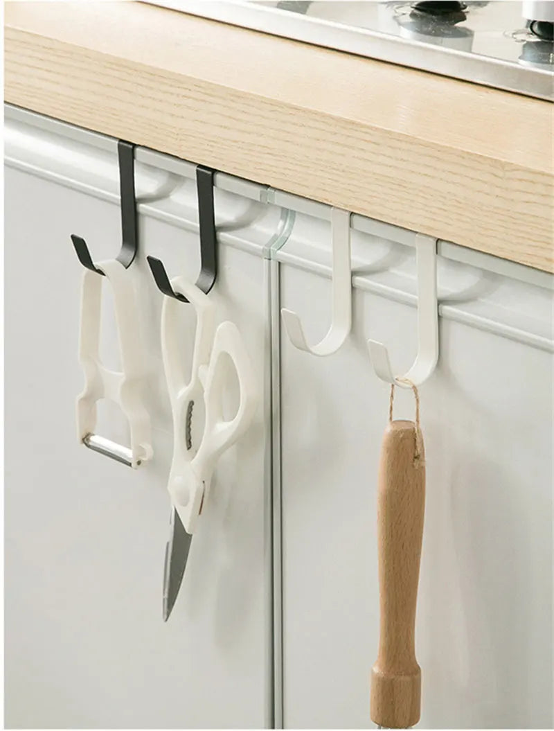 Multi-Purpose Hooks Kitchen Cabinet Door Back Hook Hanging Rack Clothes Coat Hat Towel Hanger Storage Hook Bathroom Accessories