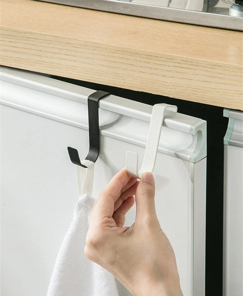 Multi-Purpose Hooks Kitchen Cabinet Door Back Hook Hanging Rack Clothes Coat Hat Towel Hanger Storage Hook Bathroom Accessories