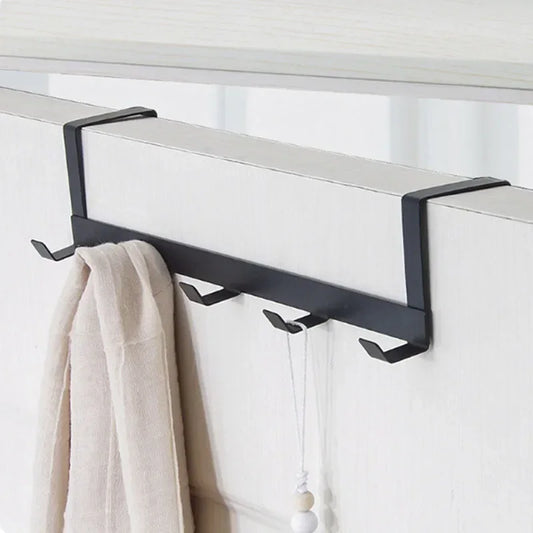 Hooks Over The Door 5 Hooks Home Bathroom Organizer Rack Clothes Coat Hat Towel Hanger Bathroom Kitchen Accessories Holder Rack