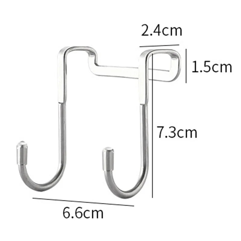 Bathroom Shower Door Hook Over Glass Towel Cloth Rack Holder Stainless Steel Cabinet Door Hook Rust-proof Punch-free Decor Hook