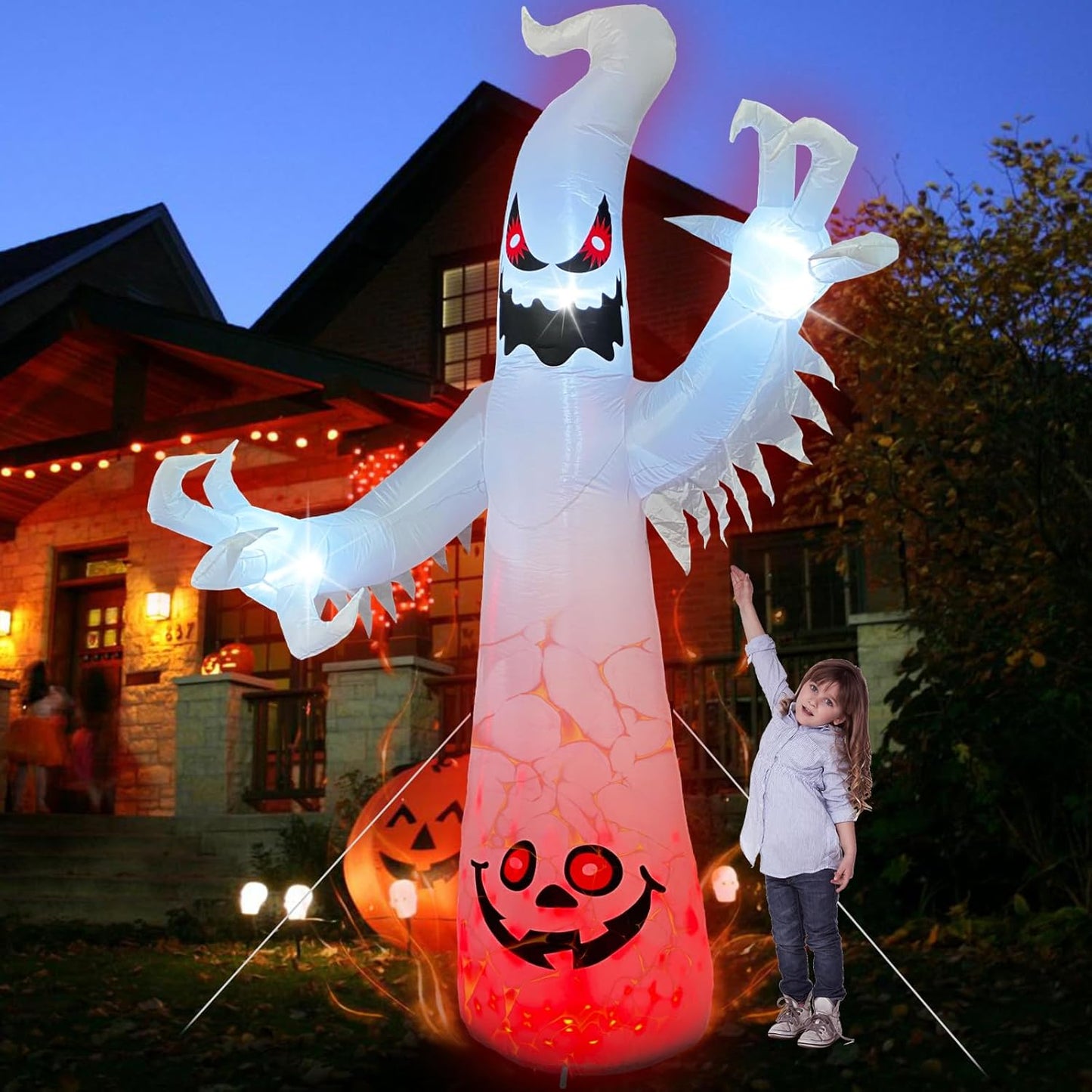 8FT Ghost Halloween Inflatables Outdoor Halloween Decorations, Spooky Halloween