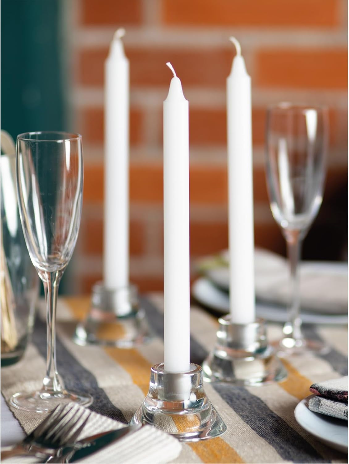 White Taper Candles Pack of 4 - Straight Candles 10 Inch Ideal as Unscented Candles, Dinner Candles and Table Candles - Slow Burning Candles Dripless - Smokeless Long Candlesticks