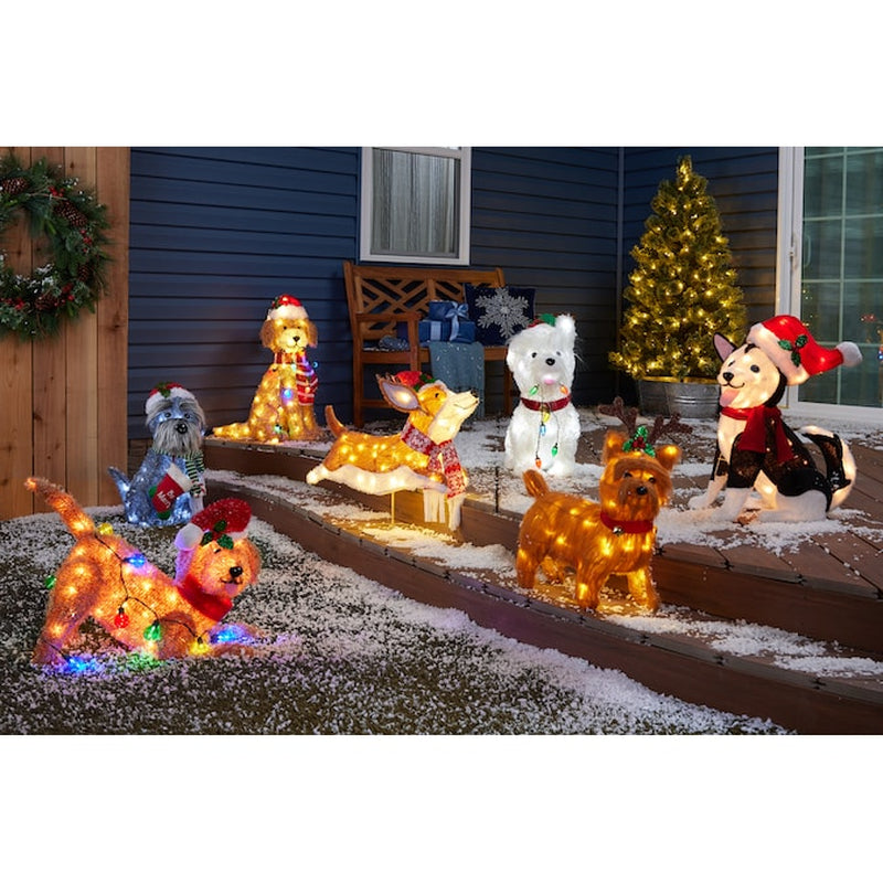 22-In LED Leaping Corgi Dog Decoration