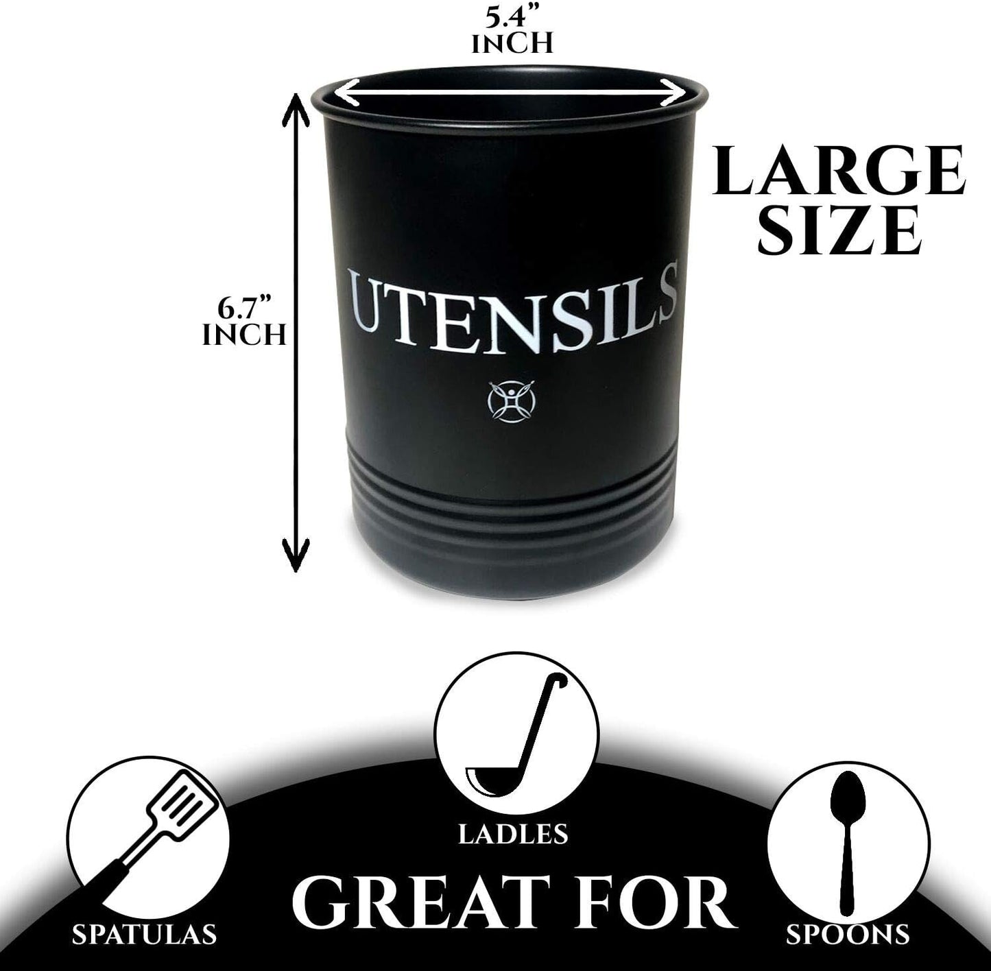 Utensil Holder Large Crocks Kitchen (Black)