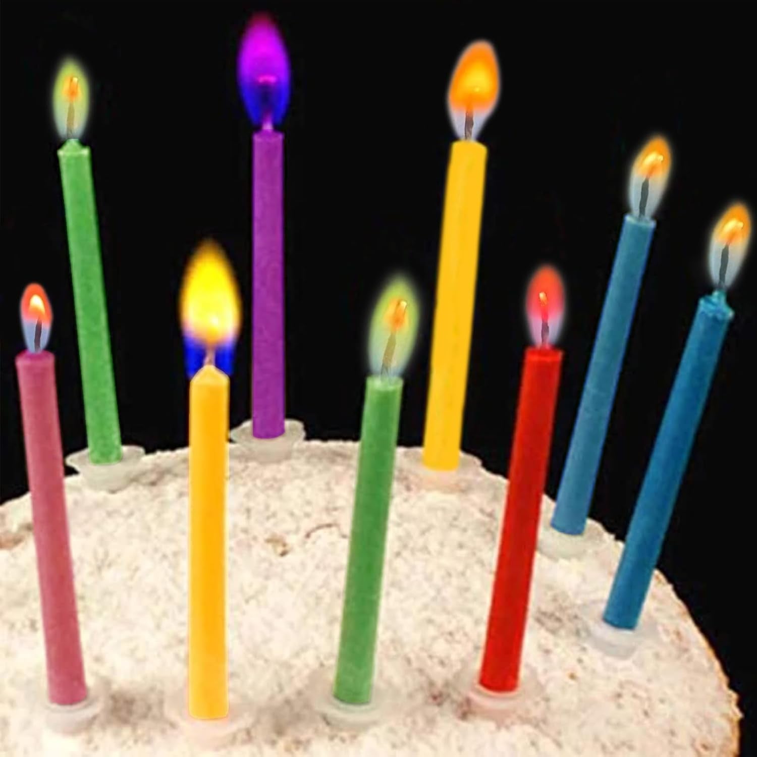 Birthday Cake Candles Happy Birthday Candles Colorful Candles Holders Included (24Pcs)