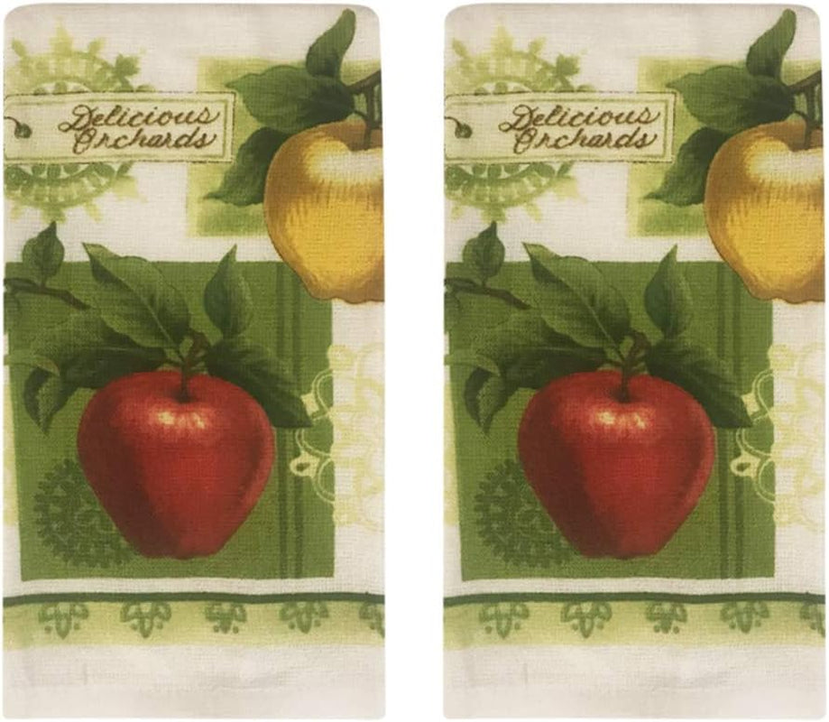 Apple Orchards Kitchen Towel 5 Piece Linen Set 2 Towels 2 Pot Holders 1 Oven Mitt