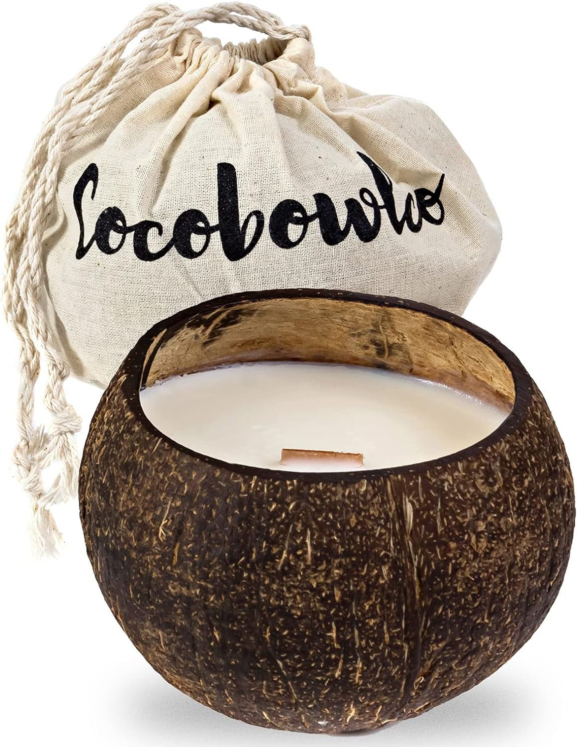 Scented Soy Coconut Shell Candles - Wood Wick Scented Candles Made with Real Coconut Shells (Cinnamon)