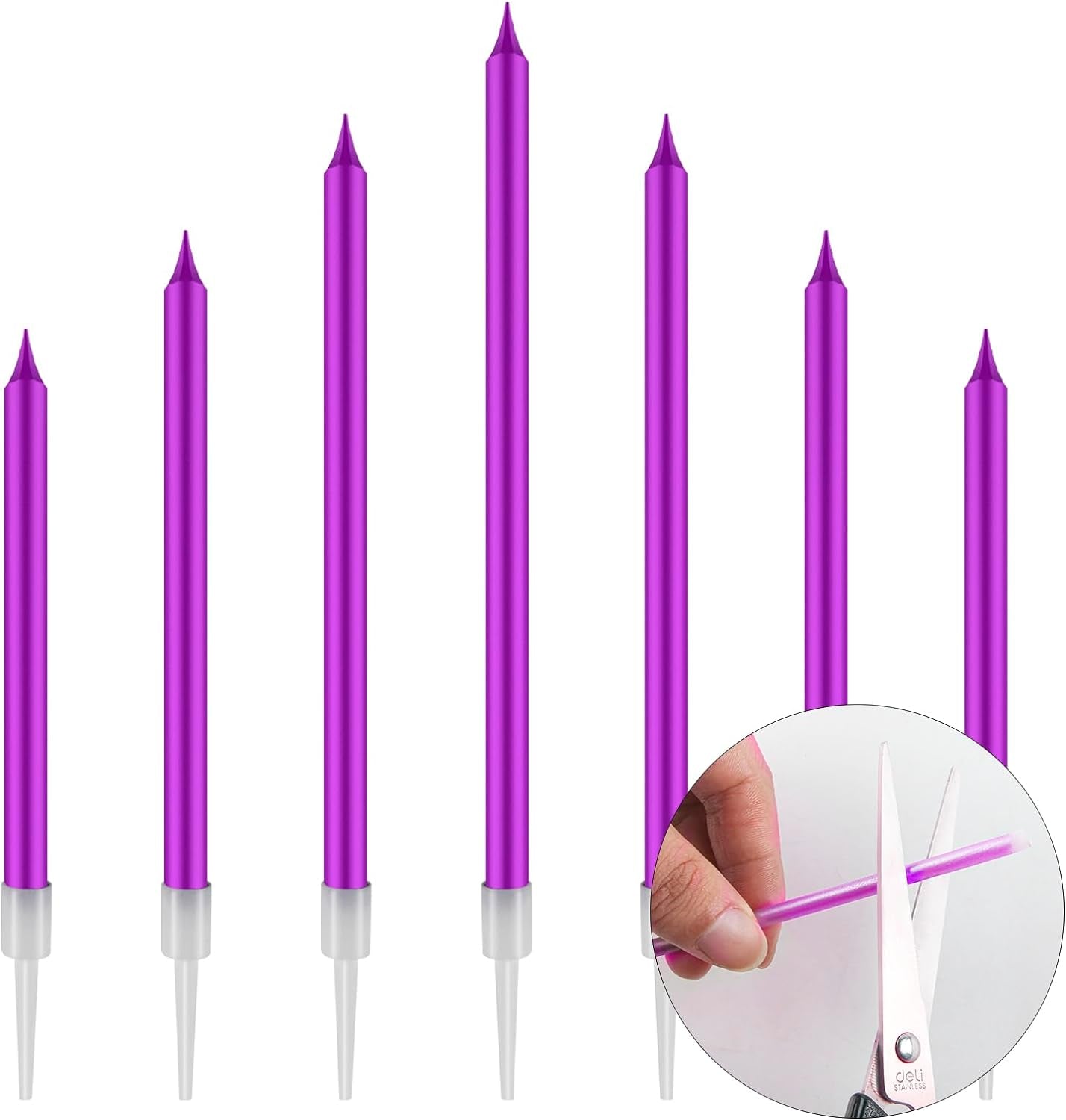 48 Pcs Birthday Candles - Long Birthday Candles, Cake Candles, Tall Birthday Candles, Party Candles, Cake Candles for Birthday Wedding Decorations Purple Birthday Candle (Purple)