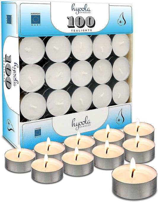 Tea Lights Candles - 100 Bulk Candles Pack - Tea Candles Unscented- European Made Tealight Candles