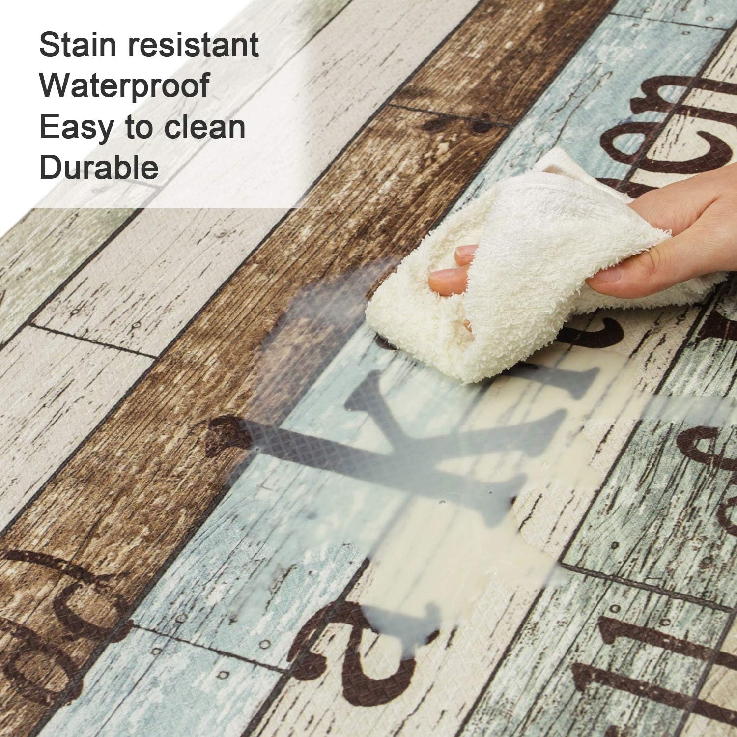 Farmhouse Kitchen Mats Cushioned Anti-Fatigue Comfort Mat for Home & Office Ergonomically Engineered Memory Foam Kitchen Rug Waterproof Non-Skid, 47" by 17",Happiness