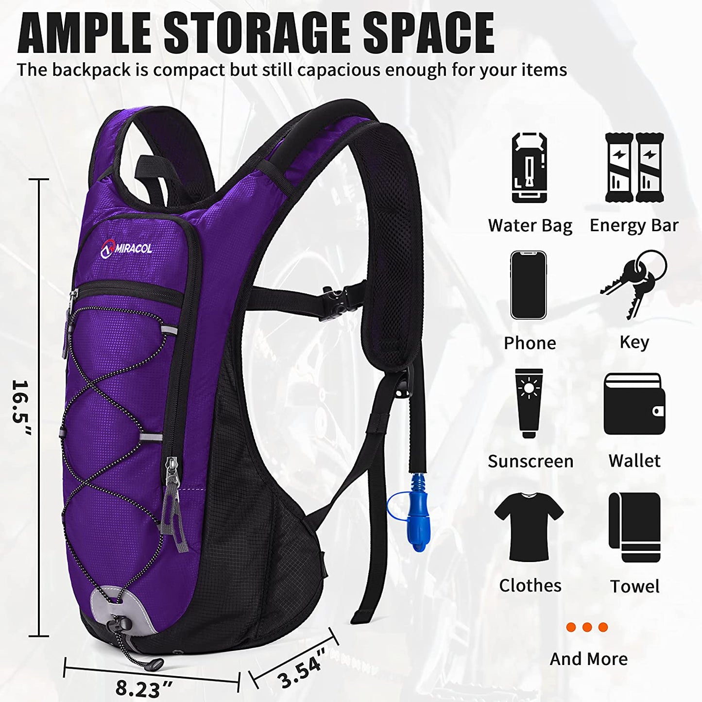 Hydration Pack Water Backpack - Water Pack with 2L Water Bladder - Hydration Backpack Hydropack for Running Biking Cycling Hiking Rave Festival