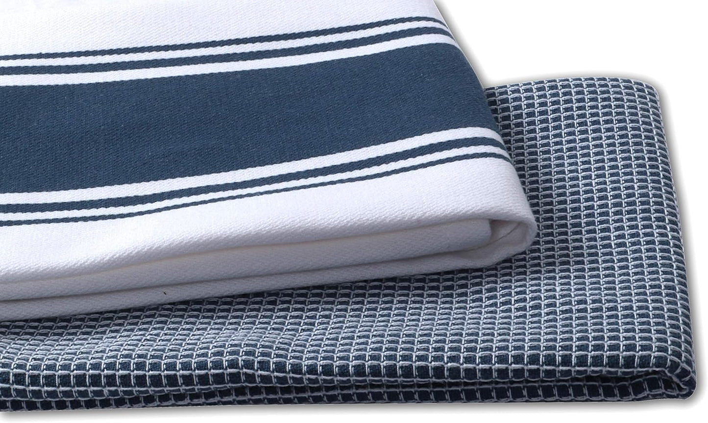 Cotton Kitchen Towels - Set of 4 Highly Absorbent, Ultra Soft Waffle Weave Tea Towel with Hanging Loop - 20X28 Inch Quick Drying Dish Cloths for Cleaning (Blue)