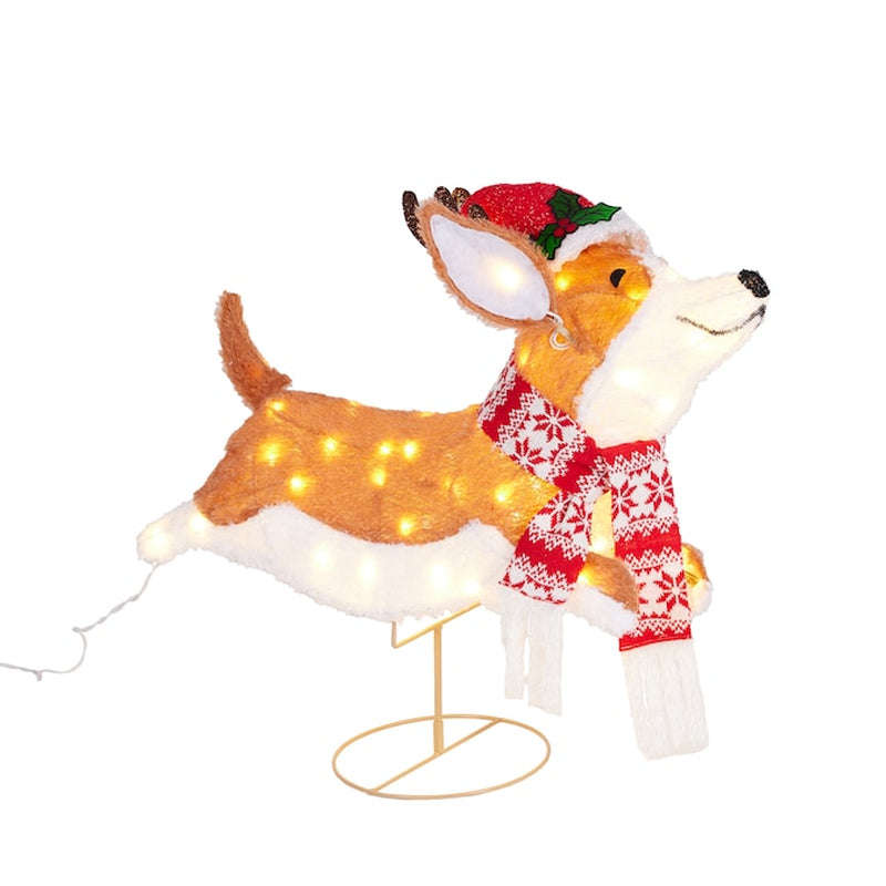 22-In LED Leaping Corgi Dog Decoration