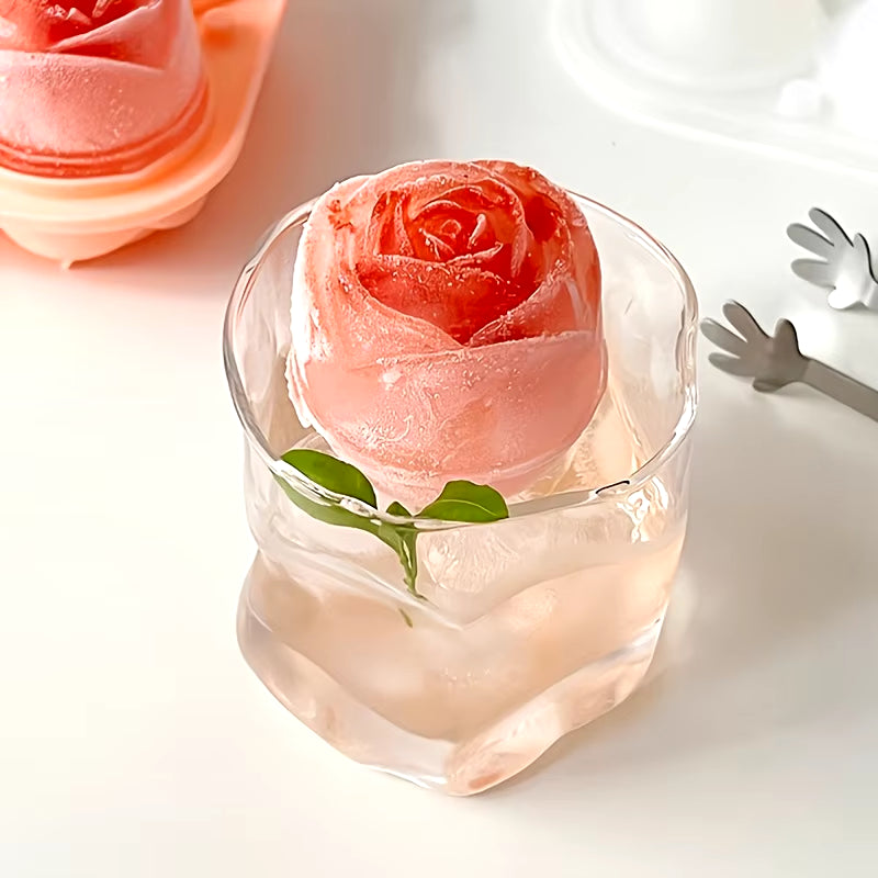 Elegant Rose Shaped Ice Cube Mold Reusable Silicone Icetray Flower Ice Ball Mold Food Grade for Effortless Dessert Summer Drinks