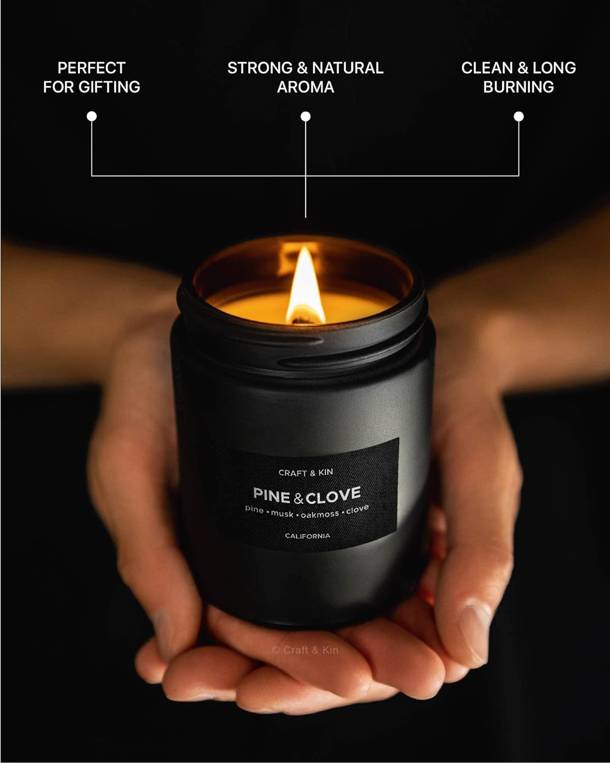 Premium Pine and Clove Candle | Scented Candles for Home | Holiday Candles | Masculine Candle | Christmas Candles | Aromatherapy Candle | Long Lasting Fragrance with 45 Hour Burn Time - 7.6Oz