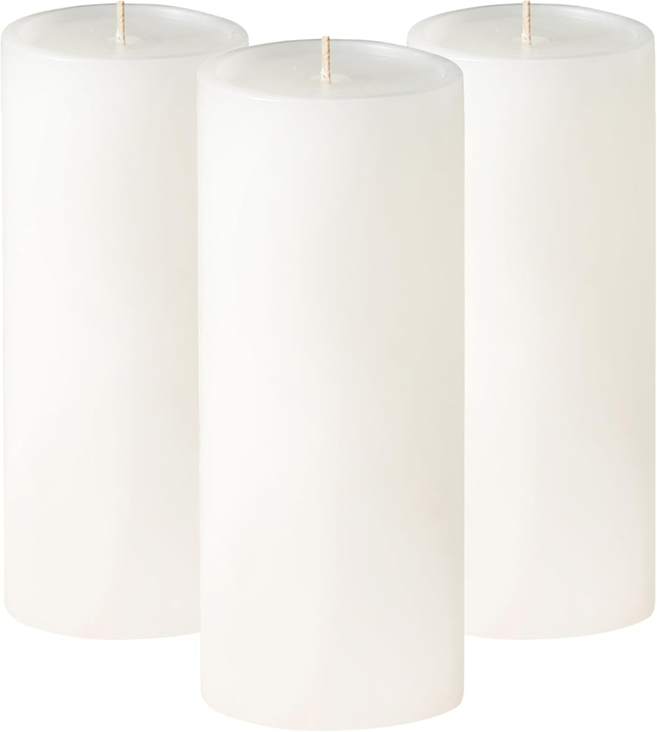 3X8 Inch White Pillar Candles Set of 3, Smooth Texture, Unscented White Candles, Dripless Candles, 3 Inch Pillar Candles Ideal as Wedding, Parties, Spas, Dinner, Home Decoration, Church