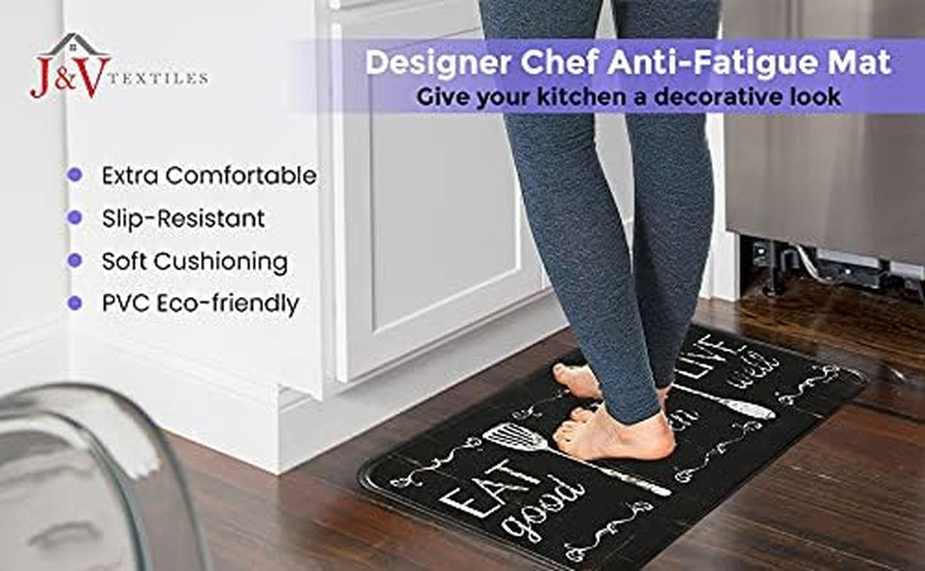 anti Fatigue Cushioned Comfort Mat, Ergonomically Durable, Supportive, Padded, Thick and Washable, Stain-Resistant, Kitchen, Garage, Office Standing Desk Mats (Eat Laugh Live)*