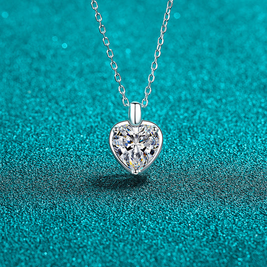 2 Carat Moissanite 925 Sterling Silver Heart Shape Necklace