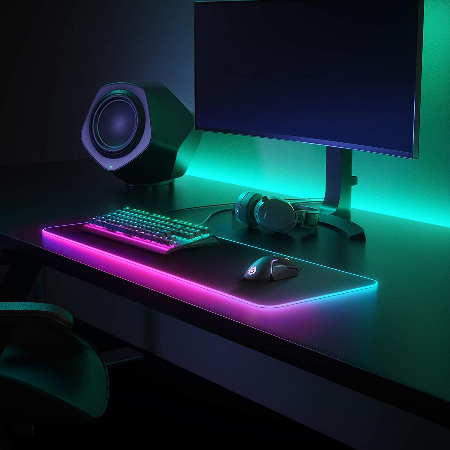 Qck Gaming Mouse Pad - XL RGB Prism Cloth - Sized to Cover Desks